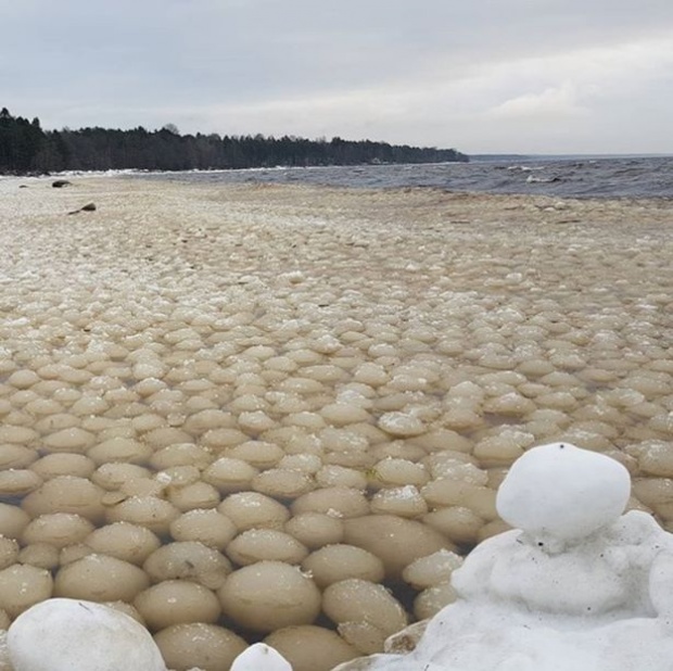 ปรากฏการณ์ปริศนา จู่ๆบอลน้ำแข็งลึกลับนับพันลูก เกยเต็มหาด ไม่มีใครรู้ว่ามาจากไหน? (มีคลิป)