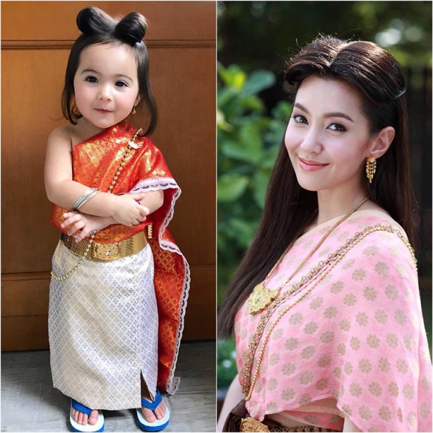 น่ารักน่าหยิก “น้องหรรษา” หรือ “มินิการะเกด” สาวน้อยลูกครึ่งใส่ชุดไทย ตามรอยละครบุพเพสันนิวาส