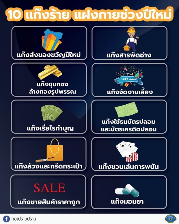 กองปราบเตือน! อย่าเที่ยวเพลิน ให้ระวัง 10 พฤติกรรมโจรปีใหม่