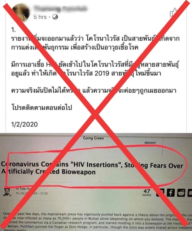 ‘อ.เจษฎ์’ อธิบาย ข่าว ‘ไวรัสโคโรนา’ ถูกตัดต่อพันธุกรรมผสม HIV เป็นอาวุธชีวภาพ