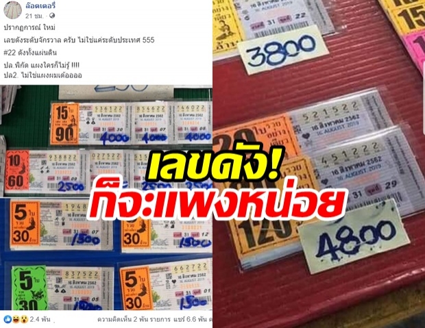 คอหวยทึ่งไม่หาย! เจอลอตเตอรี่เลขดัง ชุด 15 ใบ ขาย 4,000 บาท