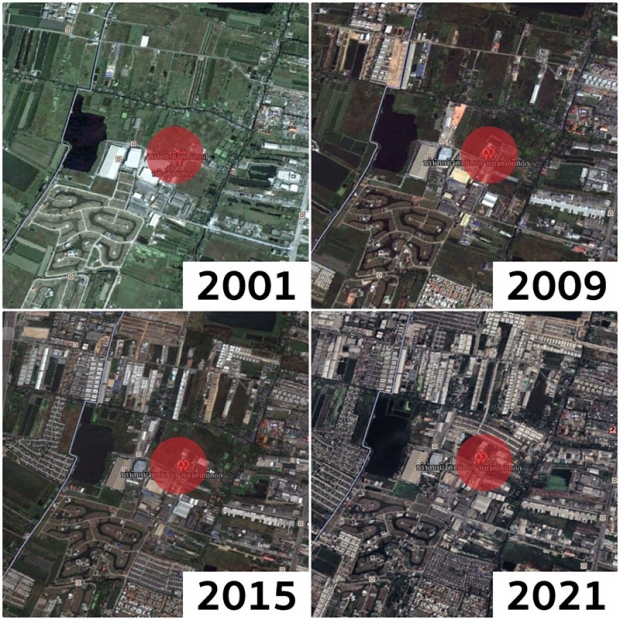 เปิดภาพดาวเทียม โรงงานกิ่งแก้ว 20 ปีก่อน VS ปัจจุบัน เปลี่ยนไปมาก